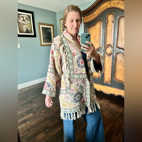 SALE Oversized Floral Tapestry Blanket Coat - Picture 6 of 7